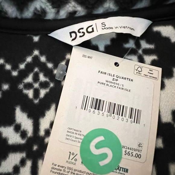 DSG Fair Isle Small Quarter Zip Black&White Snowflake Patterned Women's Fleece - Picture 2 of 9